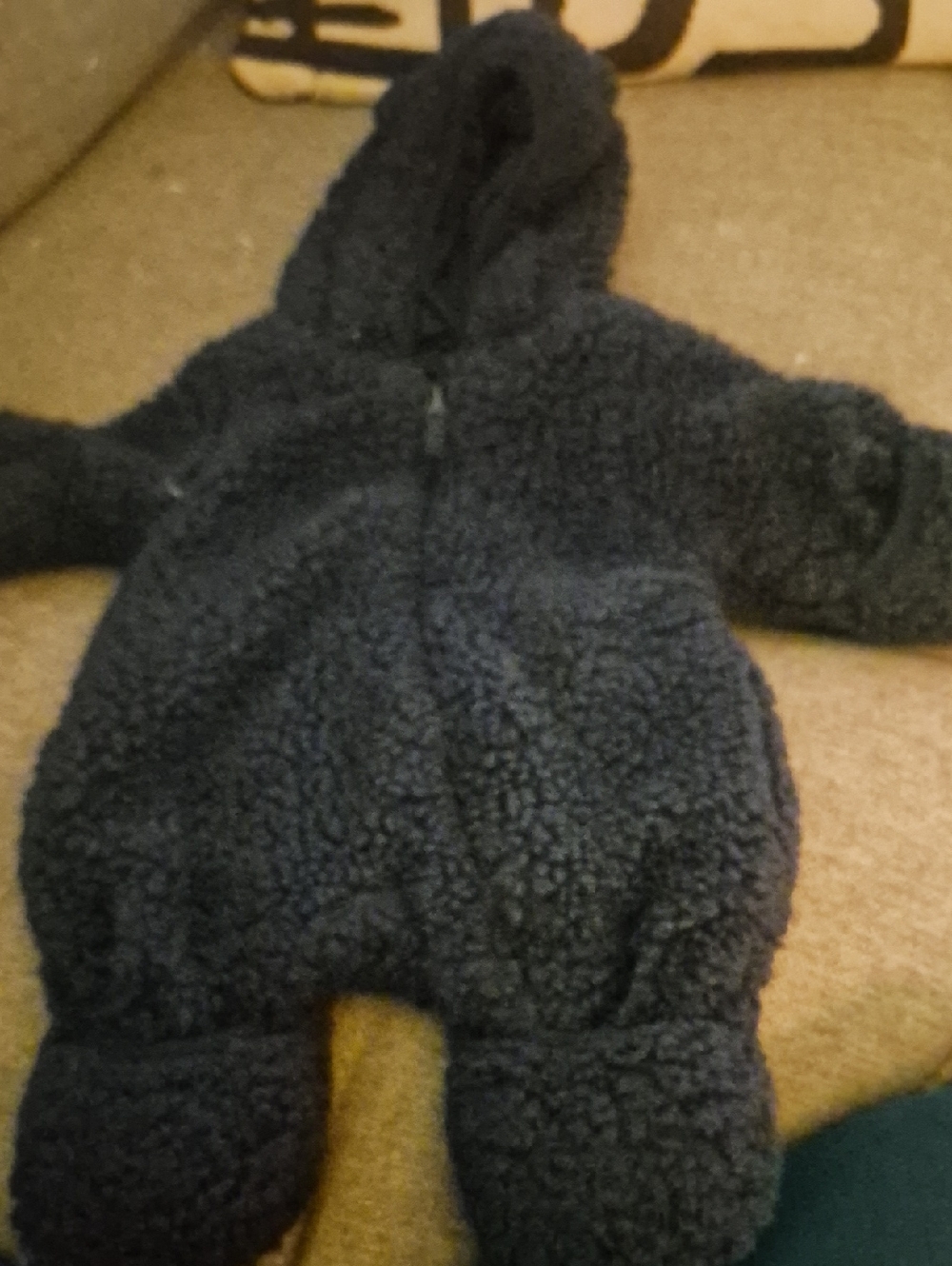 wonder nation navy blue sherpa one-piece hooded snowsuit